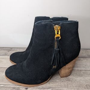 Aldo Black Ankle Boots with Gold Accent